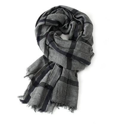 Fashion Plaid Cotton Linen Men Scarves Autumn Winter Warm Men's Scarf Short Tassel Bufanda Male Accessories Pashmina Shawl