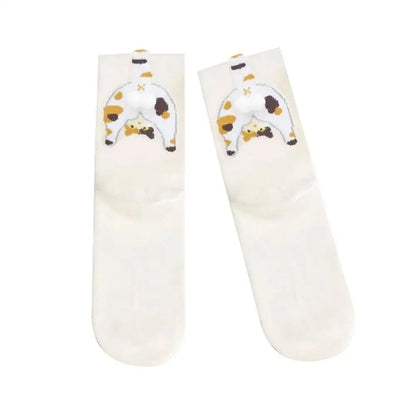Cartoon Cat Egg Socks Soft Breathable Cute Mid Tube Cotton Socks 3D Cat Egg Balls Unique Design Trendy Funny