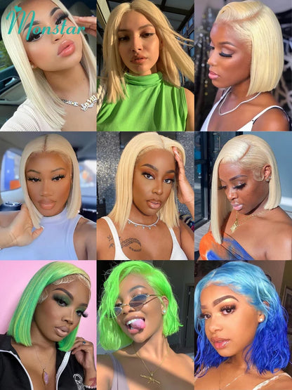 13x4 13x6 613 HD Blonde Bob Hair Wig Human Hair Lace Frontal Wig Brazilian Straight Bob Wig Lace Front Human Hair Wigs for Women