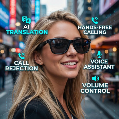 SENBONO 2026 New Smart Audio Glasses Fashion Sunglasses AI Translator 100+ Languages BT Answer Calling Music Play for Women Men