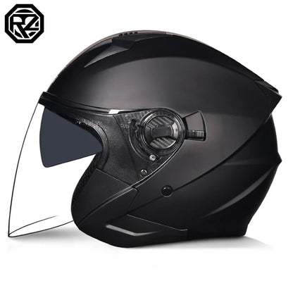 ORZ Motorcycle Helmet Half Face Double Lens Moto Four Seasons Men Women Street Fashion Helmet Capacete De Moto Safety