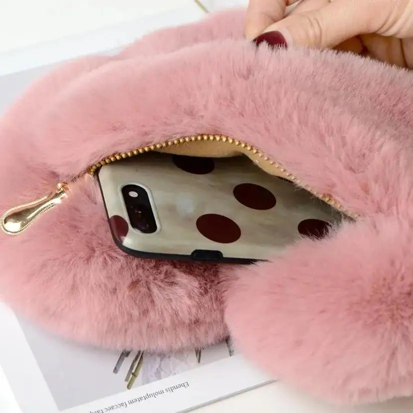 1 Pcs Women's Handbags Winter Fashion Faux Fur Heart Bag For Women Handbag Shoulder Bag Messenger Crossbody Bag Gift