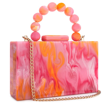 Acrylic Handbag Casual Trend Small Square Bags Women Clutches Wedding Party Dating Lady Trendy Evening Bags Chain Shoulder Bag