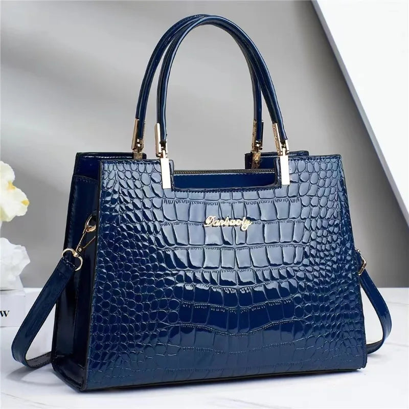 Luxury Bright Leather Ladies HandBags High-end Crocodile  Messenger Bags Boston Ladies Shopping Shoulder Tote Bags Crossbody Bag