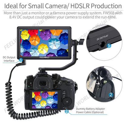 FEELWORLD FW568 V3 6 Inch 3D LUT DSLR Camera Field Monitor IPS Full HD1920 1080 Support HDMI Output With Tilt Arm for Gimbal Rig