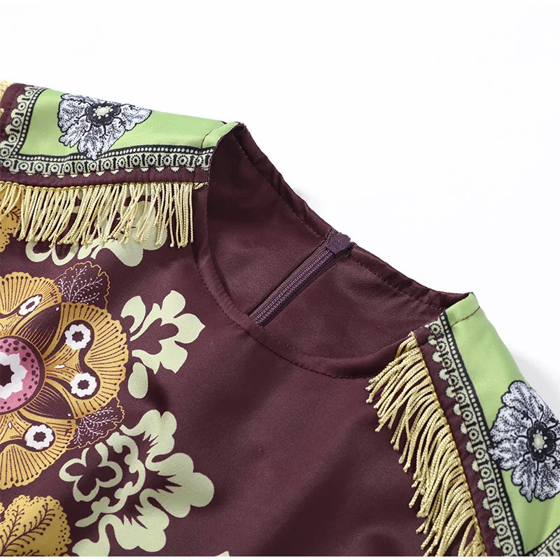Fashion Tassel Printed Irregular Top Women Loose O-neck Sleeveless Patchwork Vest 2026 Summer Lady New Casual Beach Y2k Outfit