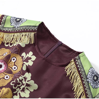 Fashion Tassel Printed Irregular Top Women Loose O-neck Sleeveless Patchwork Vest 2026 Summer Lady New Casual Beach Y2k Outfit