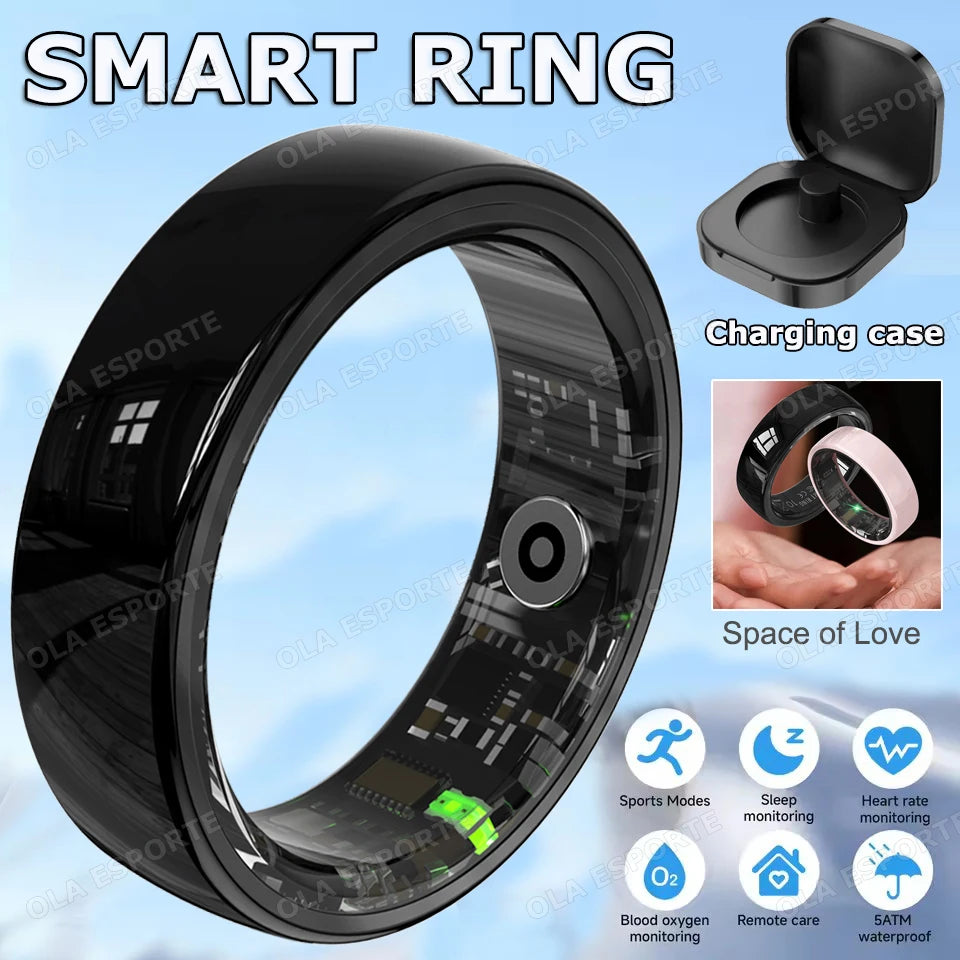 Smart Couple Ring Bluetooth Connection Multiple Sports Modes Pedometer Fitness Rings Heart Rate Sleep Monitoring 5ATM Waterproof