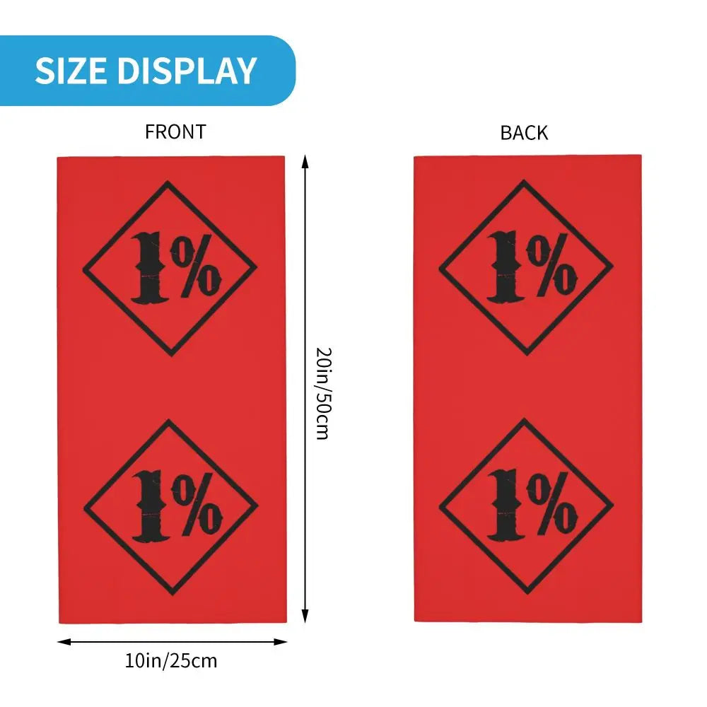 One Percenter 1% Bandana Neck Gaiter Printed Motorcycle Club Biker Wrap Scarf Multifunctional Headwear Outdoor Unisex Adult