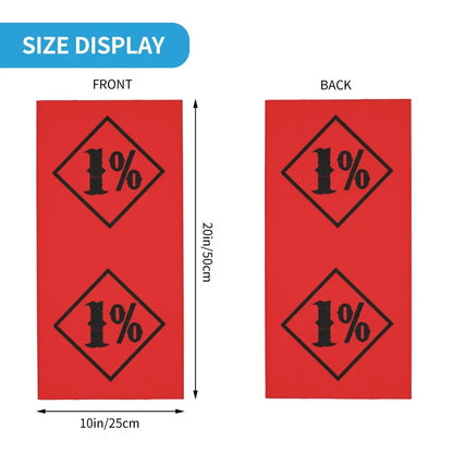One Percenter 1% Bandana Neck Gaiter Printed Motorcycle Club Biker Mask Scarf Multifunctional Headwear Hiking for Men Women