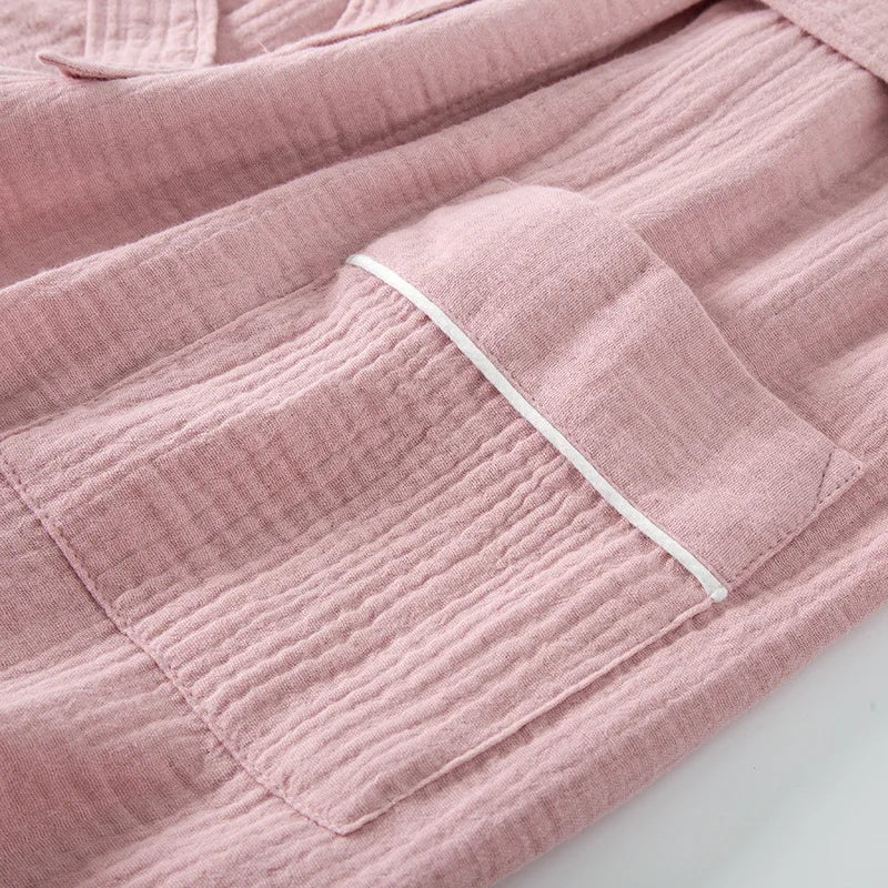 Women's Bathrobe Pure Cotton Large Size Spring Autumn Sleepwear Robe Long Sleeve Couple Home Wear Clothing Female Night Robes