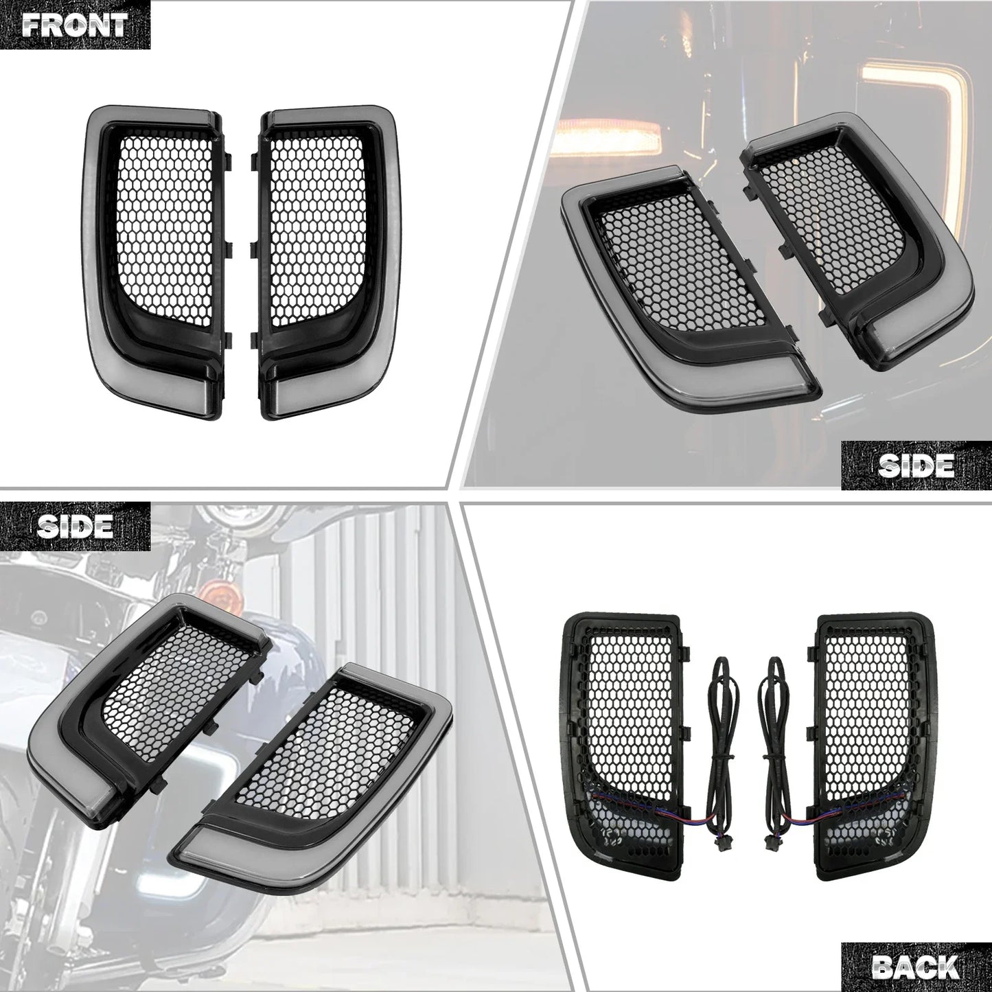 Lower Vented Leg Fairing Glove Box Motorcycle With LED Light For Harley Touring Road King FLHR Street Glide FLTRX FLHTK 2014-Up