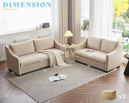 [New Arrival, Discounted Price!]Couch,Comfy Sofa Couch with Slope Armrests, 2 Piece Set Extra Deep Seat Sofa for Living Room, Ap
