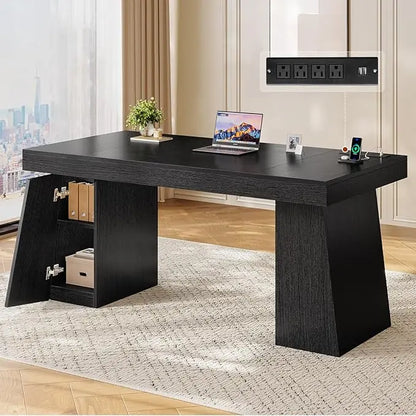 Executive Desk with Power Outlets,Desks with Storage Cabinet,Computer Desks Workstation Desk Conference Table,Customized