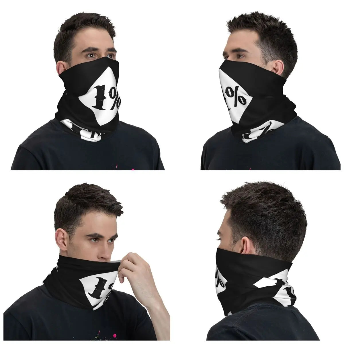 One Percenter 1% Bandana Neck Cover Printed Motorcycle Club Biker Mask Scarf Multifunctional Cycling Scarf for Men Women Adult