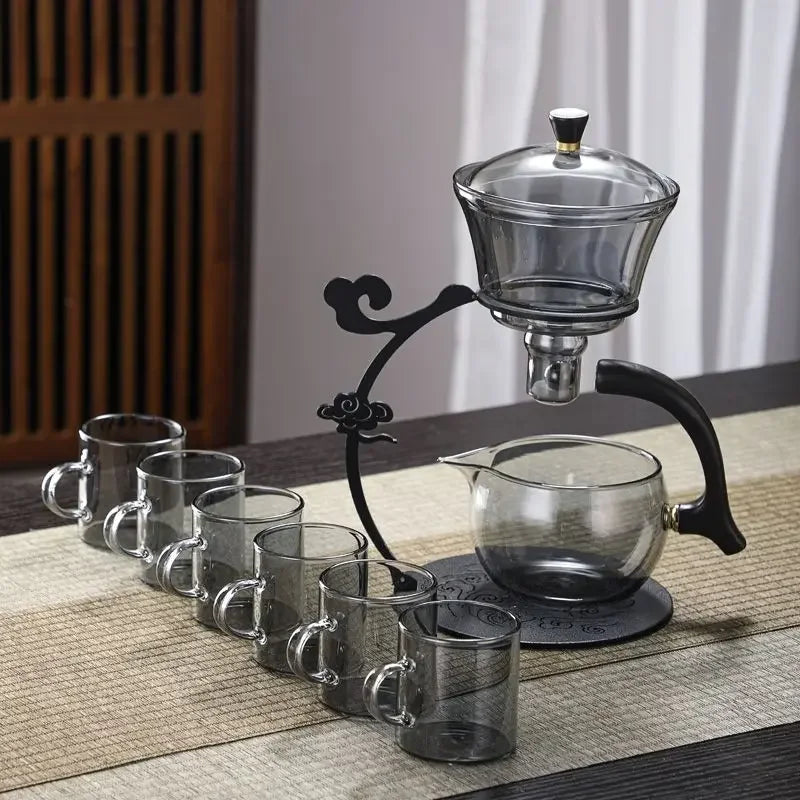 Handmade Iron Glass Tea Set Home Tea Magnet Semi-automatic Tea Machine Office Guest Set