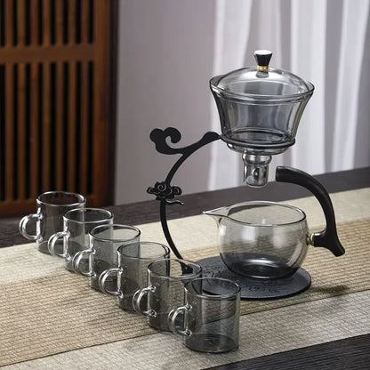 Handmade Iron Glass Tea Set Home Tea Magnet Semi-automatic Tea Machine Office Guest Set