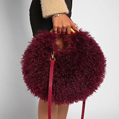 Spice Girl Solid Color Plush Women's Shoulder Bags Exquisite Handle Female Handbag Casual Versatile Furry Ladies Messenger Bag