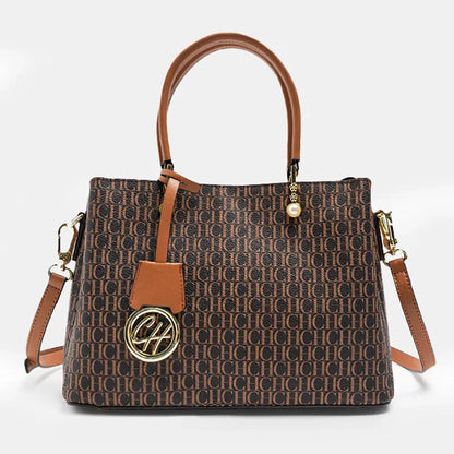 CH Letter Printed Handbag Light Luxury Brand Letter Pendant Design Fashionable and High-quality PU Leather Tote Bag