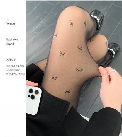 New Warm Tights For Women Winter Fleece Leggings Thermal Stockings Woman Insulated Printed Pantyhose Skin Effect Sock Pants