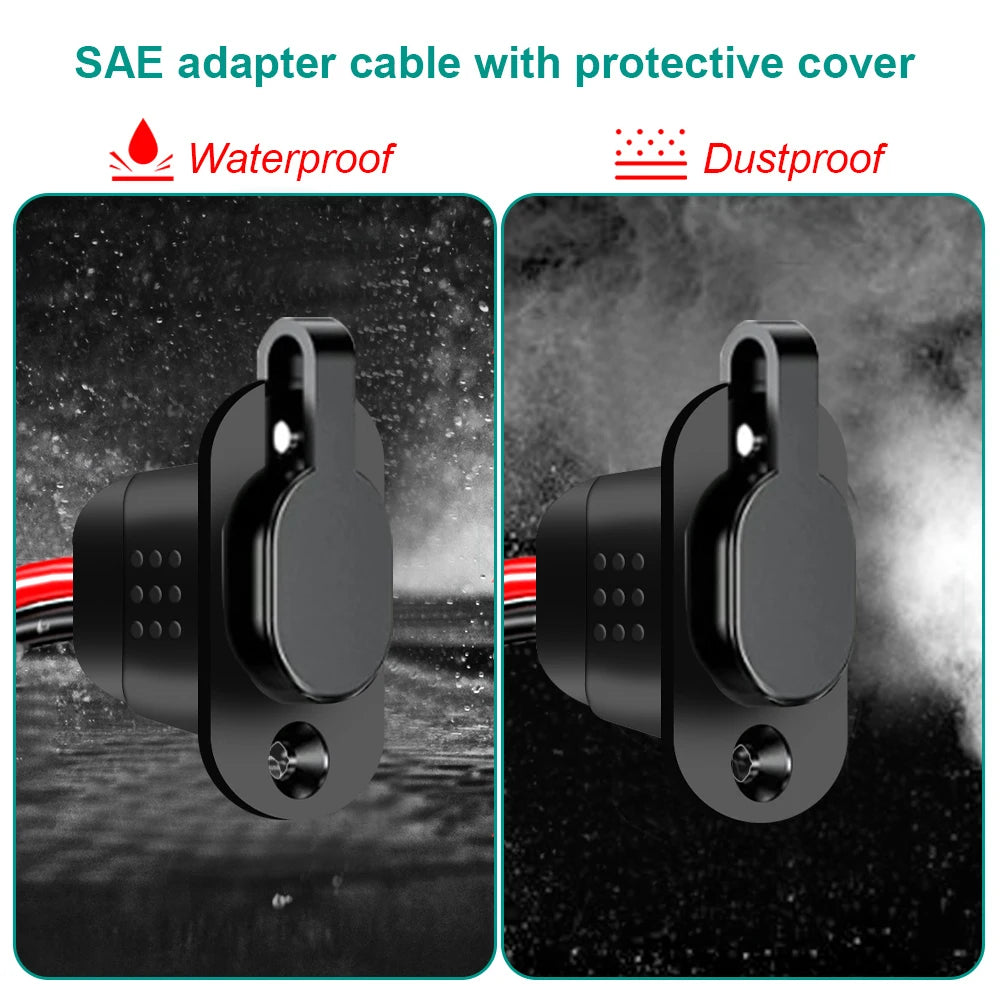 1/2Sets SAE Quick Connector Harness SAE Adapter Male Plug to Female Socket Cable 12AWG SAE Extension Cable Waterproof ForCharger