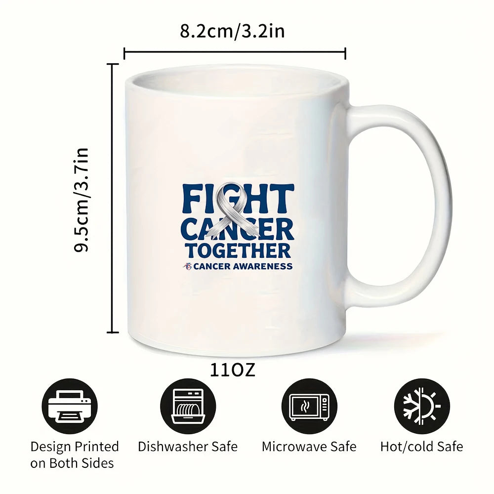 Anti-Cancer Awareness Mug FIGHT CANCER TOGETHER 11oz Kids Cold & Hot Beverage Cup Christmas Gift Family Office Cup