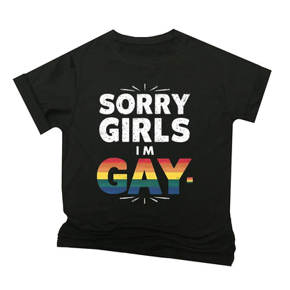 Rainbow Bananas "Sorry Girls I Like Bananas" Print T Shirt Vintage Men Short Sleeve Fun Gay Tees Casual Pride Month LGBTQ Tshirt