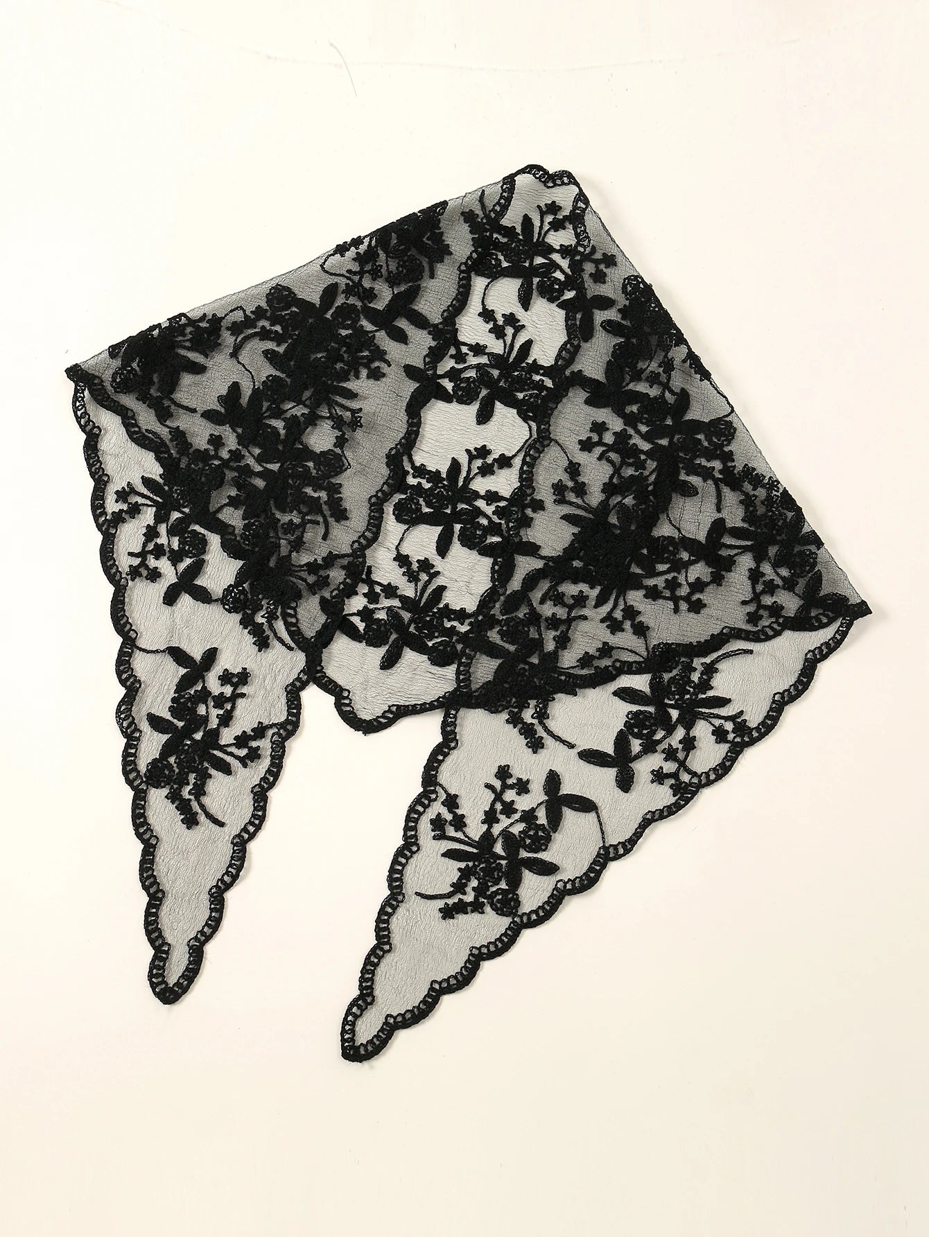 Wholesale French Lace Triangle Scarf Embroidered Flower Lace Scarf Small Shawl Crochet Head Scarf Headwraps Bandana For Women