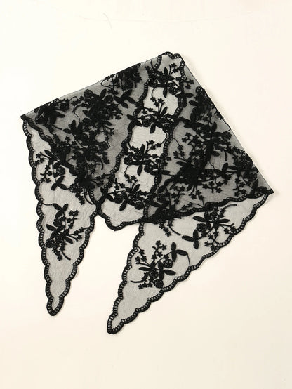 Wholesale French Lace Triangle Scarf Embroidered Flower Lace Scarf Small Shawl Crochet Head Scarf Headwraps Bandana For Women