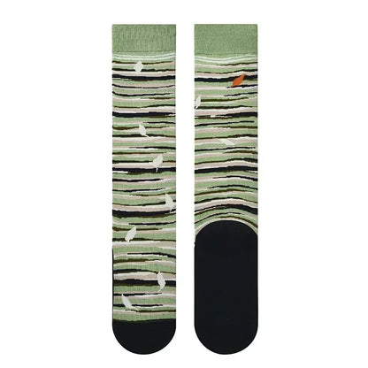 Socks Women's High Tube Calf Knee-length Socks Retro Illustration Art Abstract Street Autumn and Winter Cotton Socks High Sock