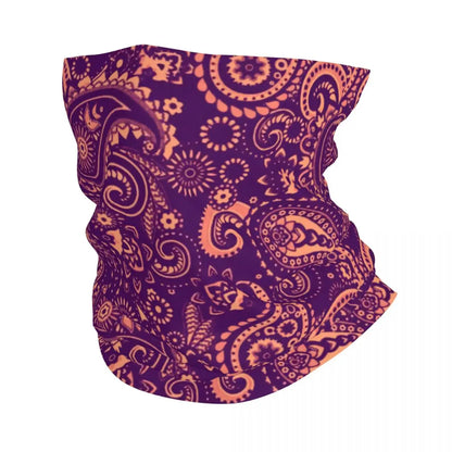 Custom Black Bandana Pattern Bandana Neck Gaiter for Hiking Cycling Women Men Wrap Scarf Paisley Style Headband Warmer