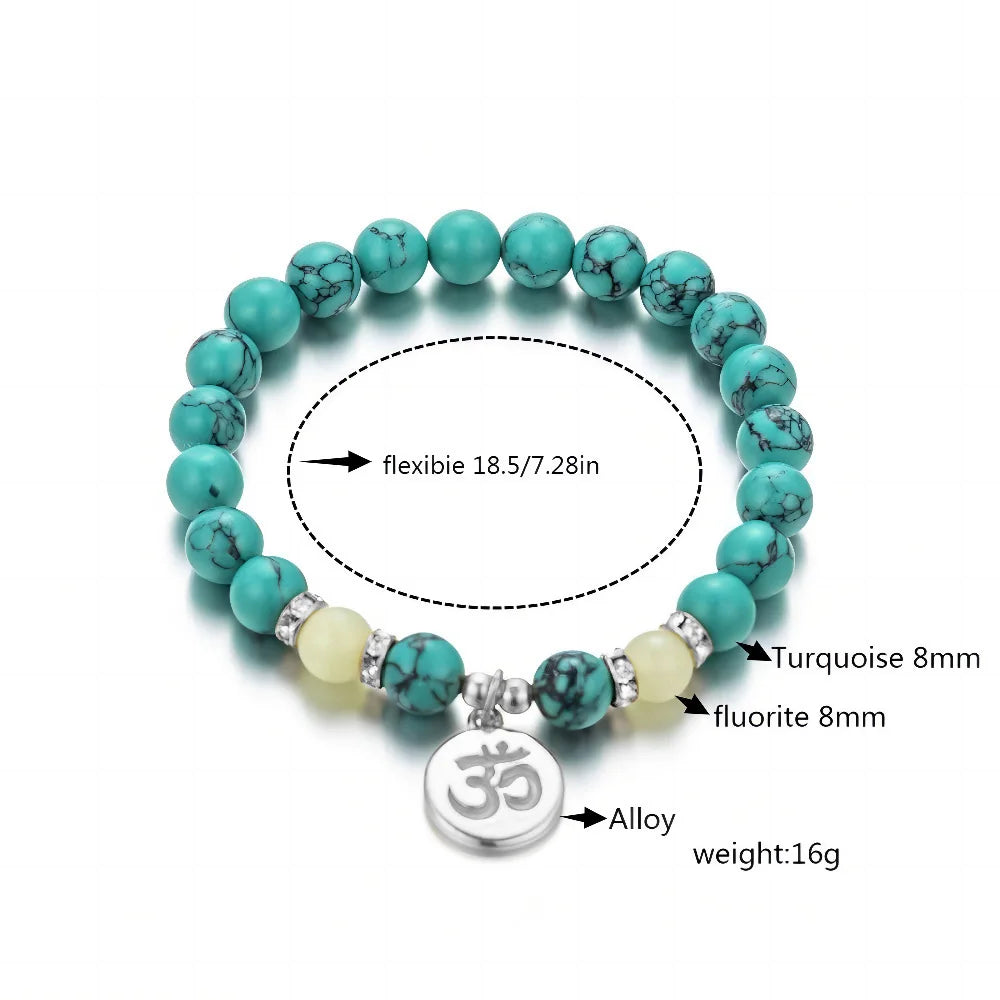 Natural Stone Bracelet Yoga Healing Luminous Glow In The Dark Bracelet Lotus Charm Beads Bracelet for Men Women Prayer Buddhism