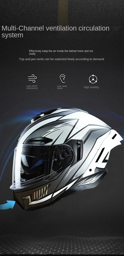 Flip up Motorcycle Helmet Full face Dual lens off-road Racing helmet Men Cascos para moto Motorbike Helmet DOT Approved For BMW