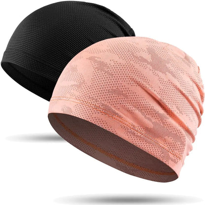 2PCS Quick-drying Running Caps Summer Breathable Cool Sports Hats Outdoor Cycling Hiking Baseball Skullies Stretchy Beanies Hat