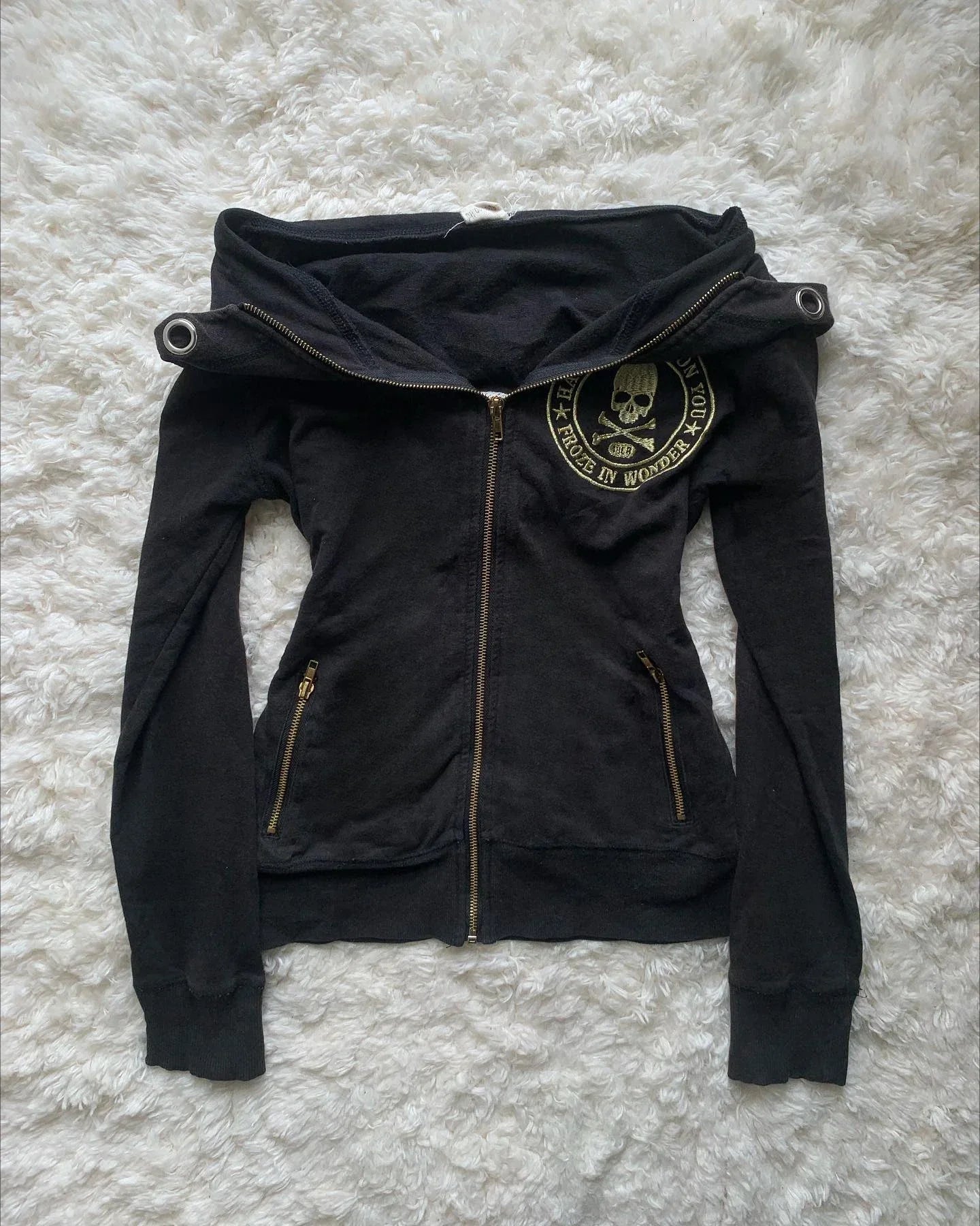 Y2K Light Blue Harajuku Sexy Slim Fit Denim Jacket Women Clothing  Goth Punk Collar Short Zip Up Jacket Multi Pockets Denim Coat