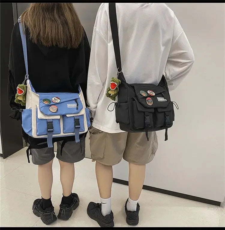 Harajuku Men Nylon Crossbody Bags for Women Messenger Bag Girls School Book Bags Youth Canvas Handbags Shoulder Bag Sac Bolsas