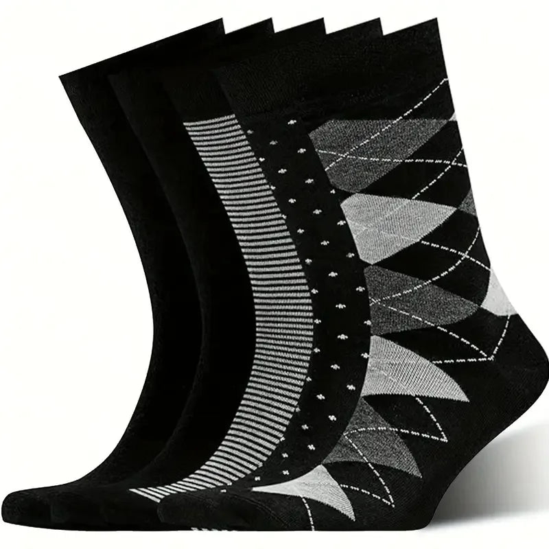 3pair Sock Leisure Athletic Sports Crew Dress Men Solid Color Striped plus-size Business Stockings mid-calf Autumn Winter B8W119
