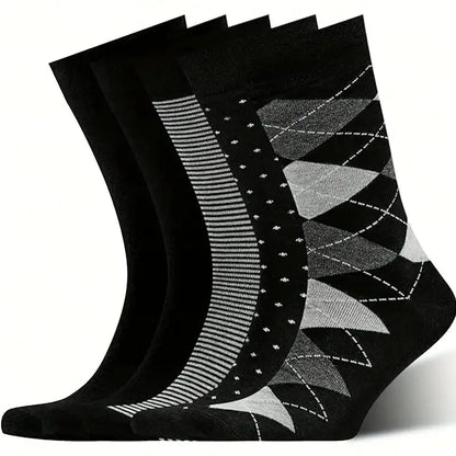 3pair Sock Leisure Athletic Sports Crew Dress Men Solid Color Striped plus-size Business Stockings mid-calf Autumn Winter B8W119