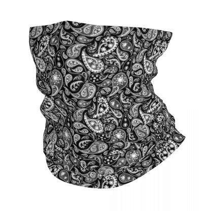 Custom Black Bandana Pattern Bandana Neck Gaiter for Hiking Cycling Women Men Wrap Scarf Paisley Style Headband Warmer