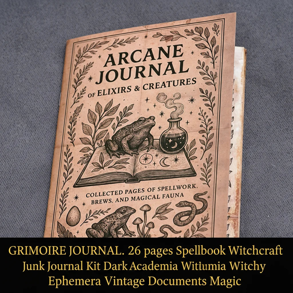 77 Pages Witchcraft Grimoire Pages Book of Shadows Kit with Moon Phases Herbal Lore Spells Gothic Dark Academia Witch Journal