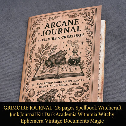 77 Pages Witchcraft Grimoire Pages Book of Shadows Kit with Moon Phases Herbal Lore Spells Gothic Dark Academia Witch Journal
