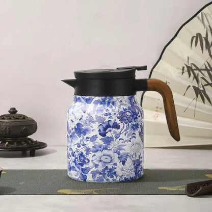 Chinese Style Teapot Steel Tea Kettle Blue and White With Tea Tea Design Maker Porcelain Kettle 1000ml Filter Water K1T4