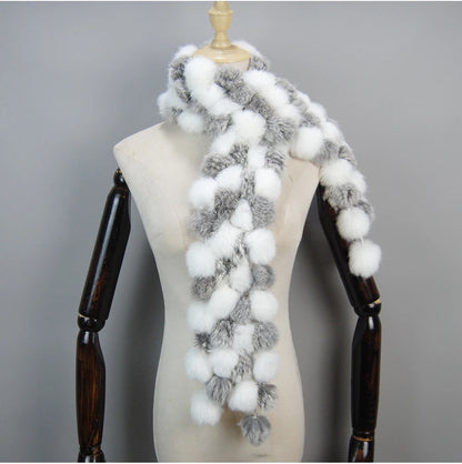 Women Winter Warm Real Rabbit Fur Scarf Hot Sale Natural Rabbit Fur Muffler 2025 Lady 100% Genuine Fur Scarves Wholesale Retail