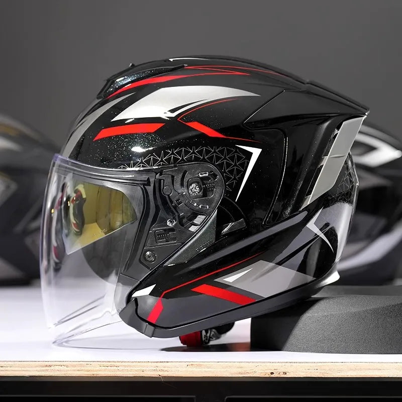 RSV DOT Motorcycle Helmet Double Visor 3/4 Half Helmets Scooter Casco Moto for Men Women Capacete Motorcycle Street Bike Gear