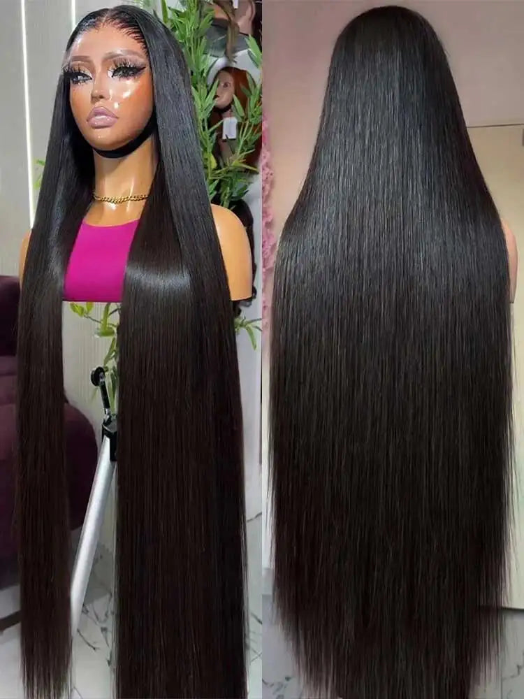 13x4 13x6 HD Lace Frontal 5x5 Closure Wigs | 40 42 Inch Bone Straight Glueless Human Hair Wigs