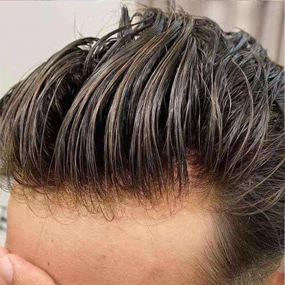 Super Micro Skin Grey 1B65 1B40 Human Hair Toupee Natural Hairline Hair Loss Solution Durable Black White Prosthes Replacement S