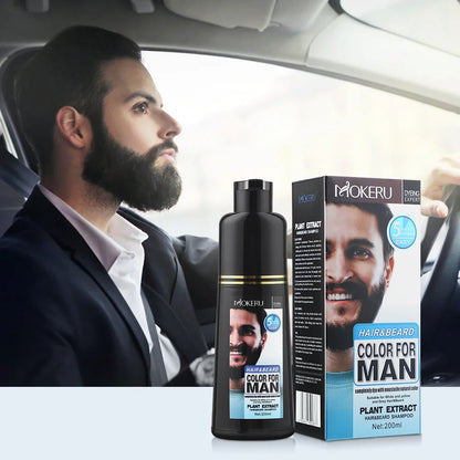 200ml Natural Permanent Beard Dye Shampoo Long Lasting Beard Coloring For Men Removal White Grey Hair Color Cover Beard Care