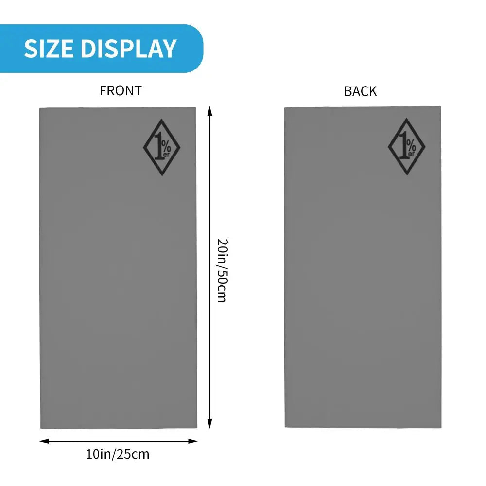 One Percenter 1% Bandana Neck Gaiter Printed Motorcycle Club Biker Wrap Scarf Multifunctional Headwear Outdoor Unisex Adult