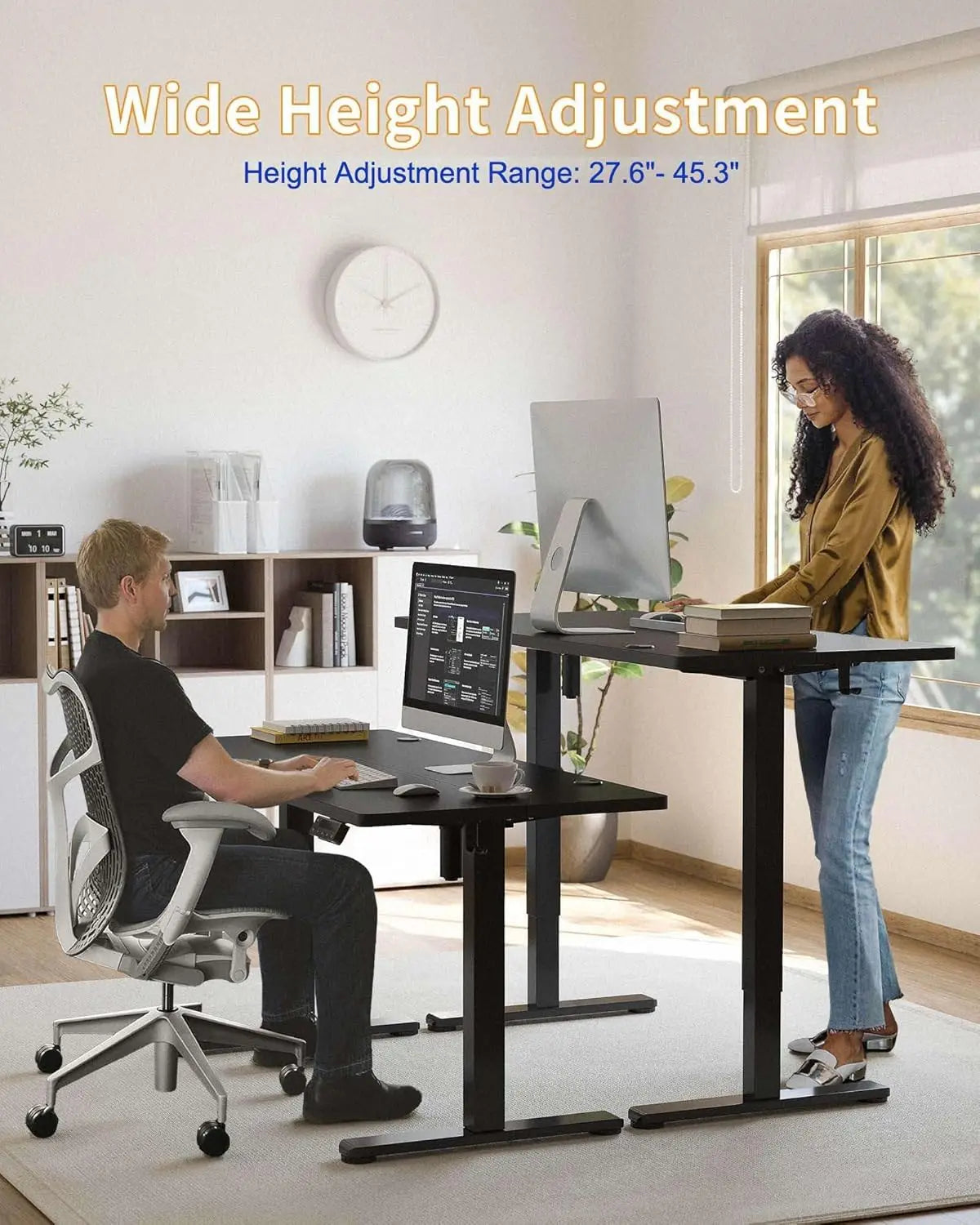 Adjustable Electric Standing Desk Frame with Memory Panel, DIY Workstation for Home Office, Black
