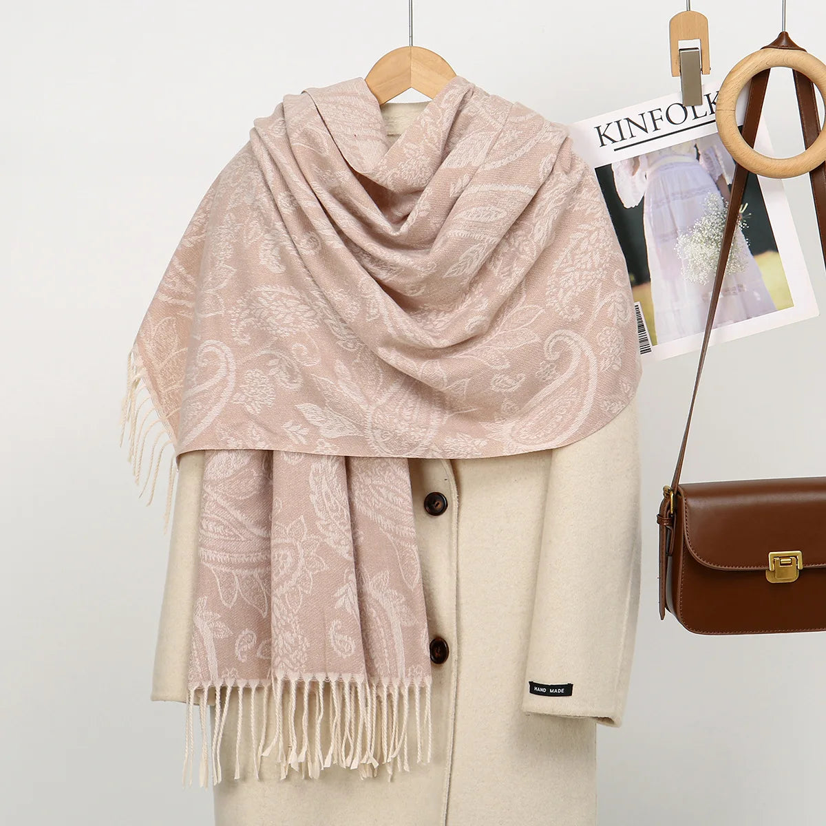 Autumn New Hot-selling Imitation Cashmere Cashew Fringed Scarf Women's Versatile Fashion Thickened Outer Warm Office Shawl